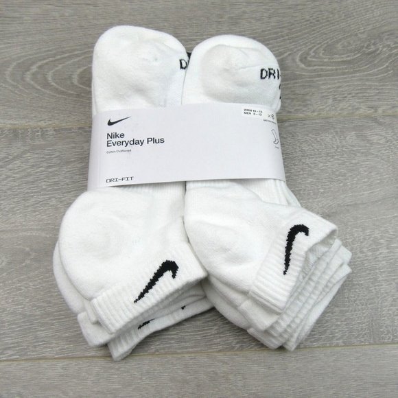 Nike Everyday Plus Cushion Low Socks 6 Pack Men's Size 8-12 White NEW - Picture 2 of 9
